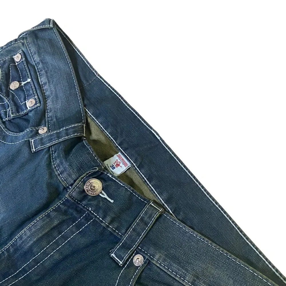 True Religion Straight Leg Pocket Flap Big T Denim Jeans Mens 38 38x30
